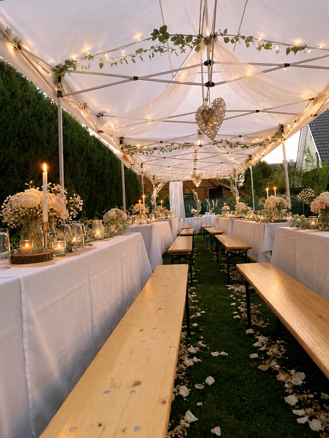 Festlich gedeckte Hochzeitstafel